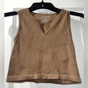 Simple brown v cut crop top